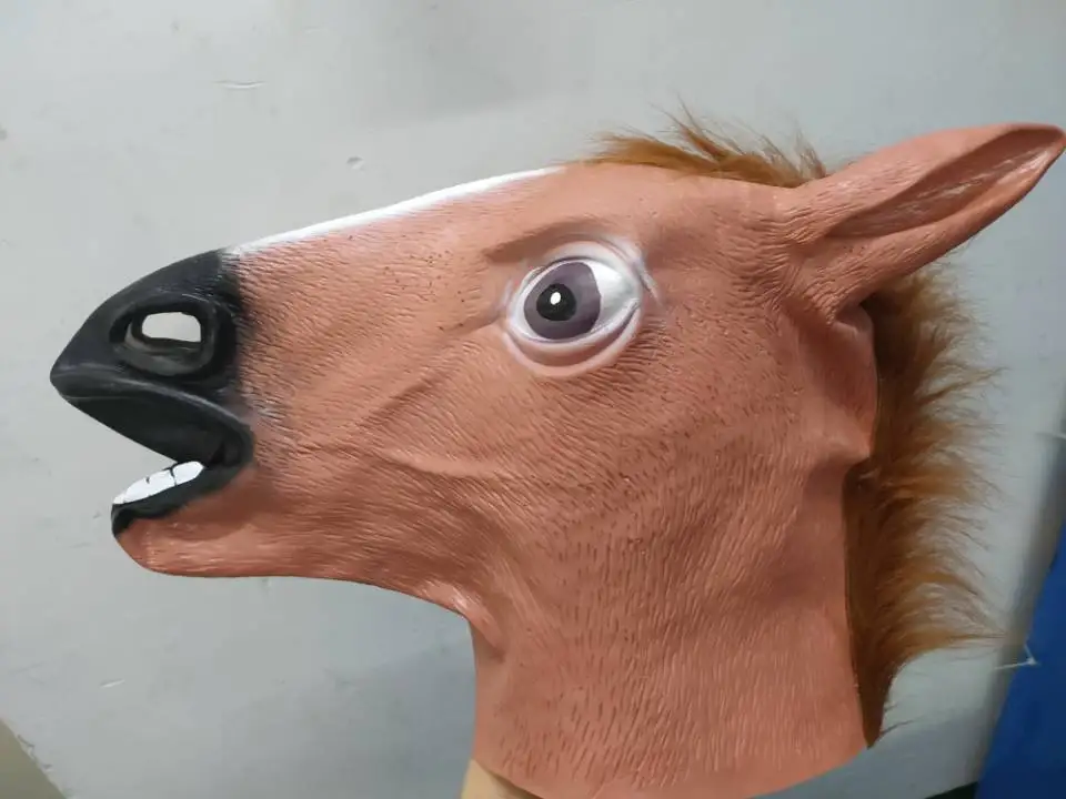 Маска на голову лошади латексная маска для Хэллоуина страшный костюм животного