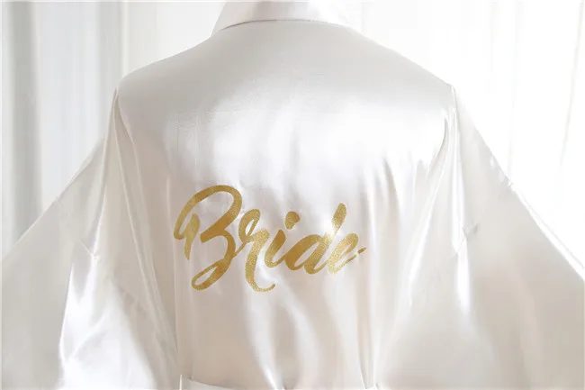 Шелковый Атласный Свадебный халат невесты однотонный банный Короткое Кимоно