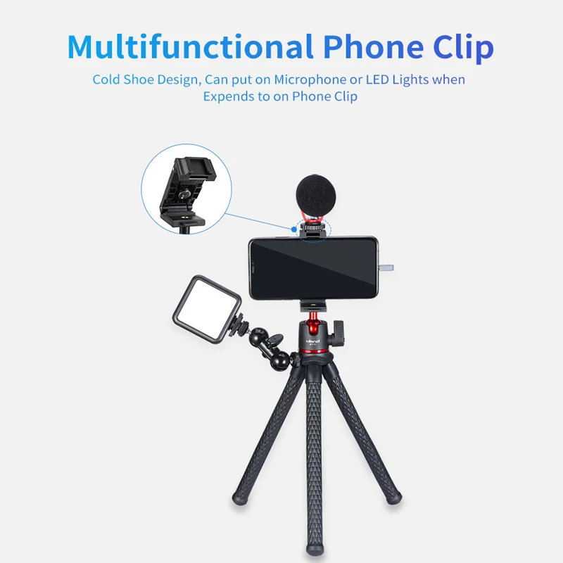 

Ulanzi MT-11 Flexible Octopus Tripod for Smartphone DSLR Vlog Travel Tripod Portable 2 in1 Tripod Extend 1/4 Screw for Magic Arm