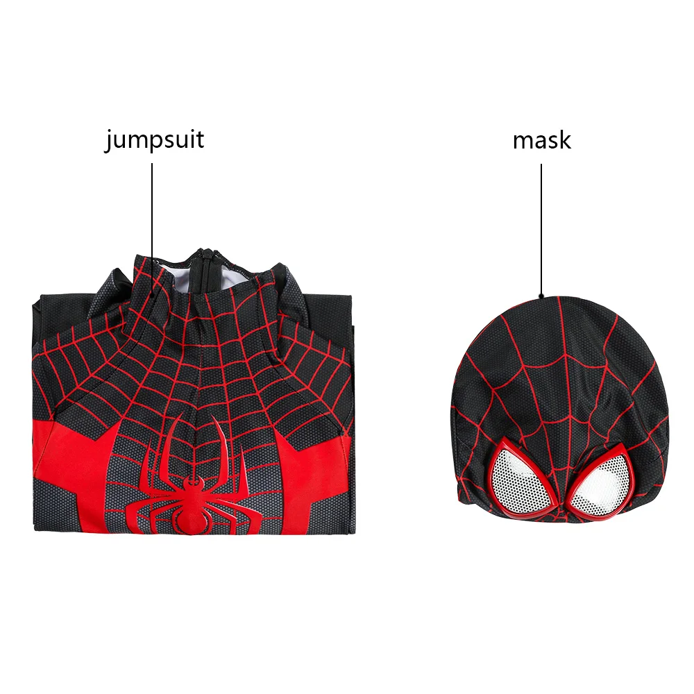 

Kids Superhero Ultimate Spider PS5 Miles Morales Jumpsuit Cosplay Costume For Children Halloween Masquerade Party Bodysuit