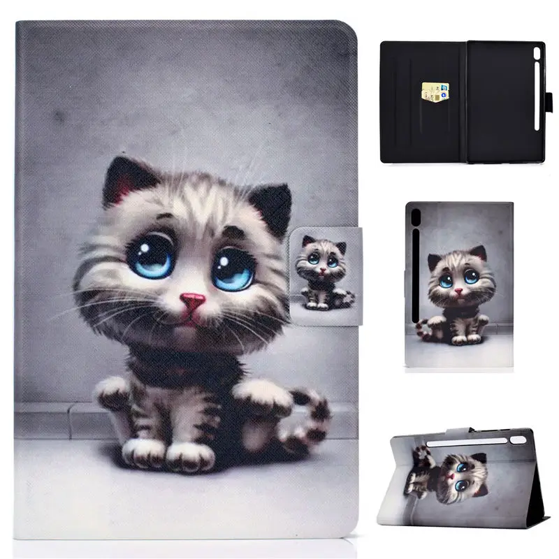 Чехол с рисунком кота для Samsung Galaxy Tab S6 10,5 SM-T860 SM-T865 T860 10," чехол из силикона PU кожа подставка+ подарок