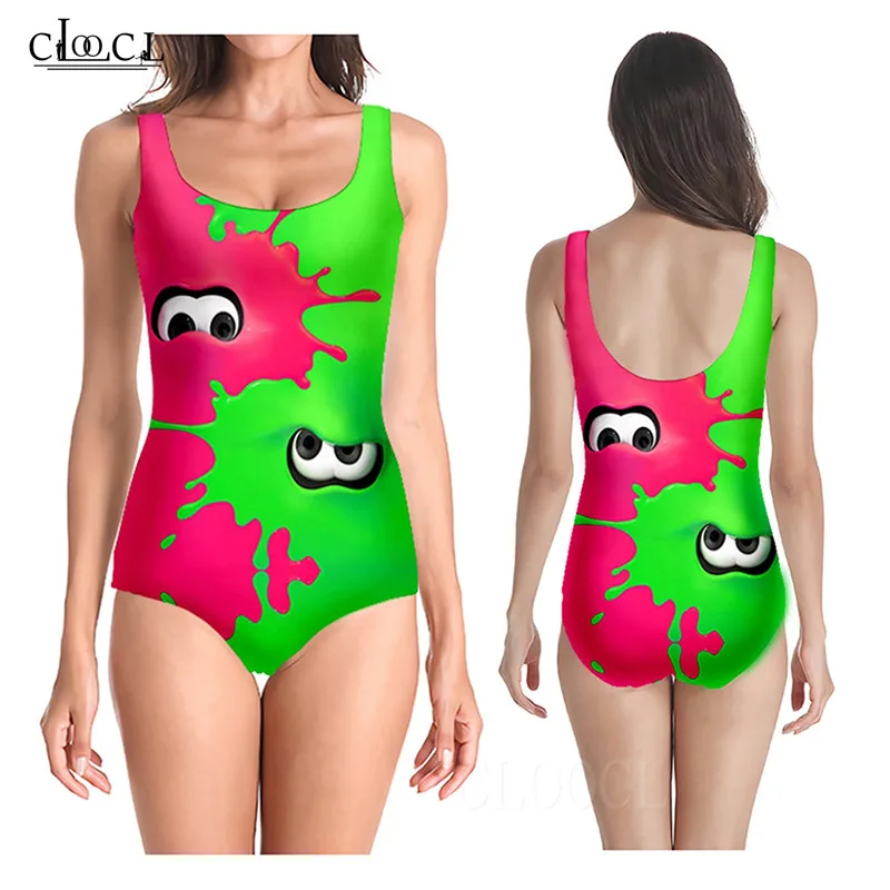 Купальник пляжный женский тонкий цельный купальник игровой зеленый и красный