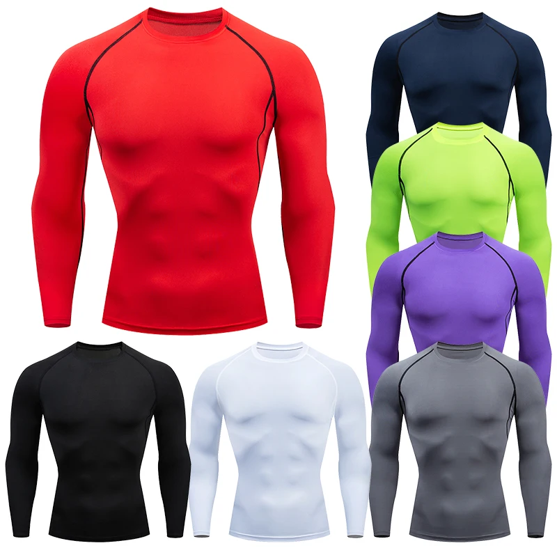 

2021 New t-shirt da corsa a compressione da uomo Fitness t-shirt sportiva a maniche lunghe aderente allenamento camicie