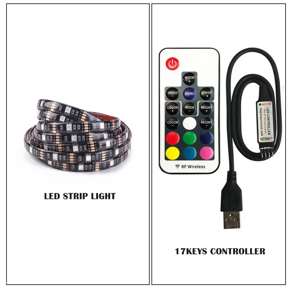 

Светодиодная лента foroureyes RGB 5В USB 30LED/м SMD 5050 3/17/24/44 клавиш водонепроницаемая