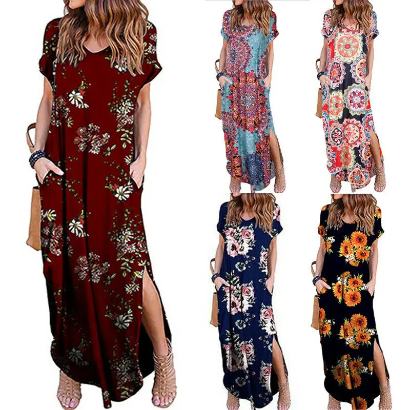 Женская неупакованная Макси-юбка большого размера платье с коротким рукавом