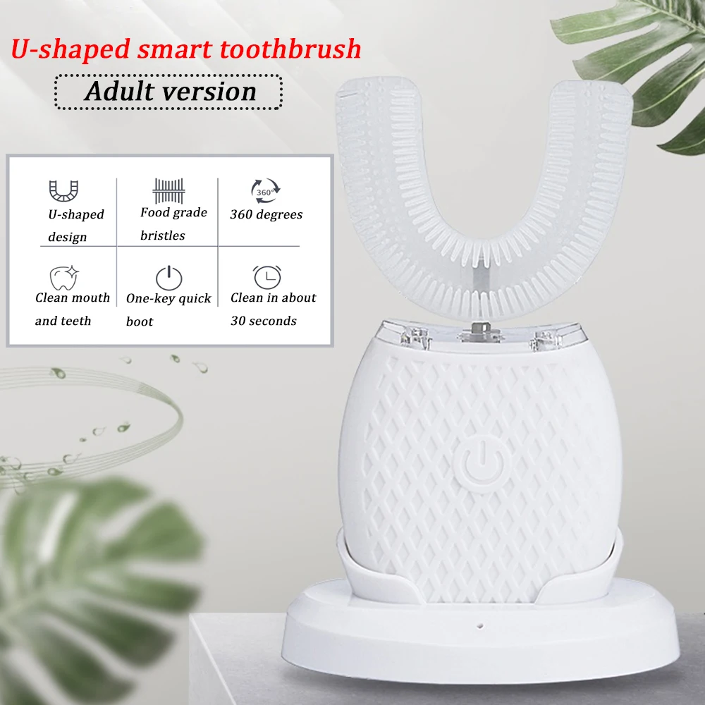 

Automatic Sonic Electric Toothbrush U Waterproof IPX7 Tooth Brush Rechargeable USB Teeth Whitening Blue Light