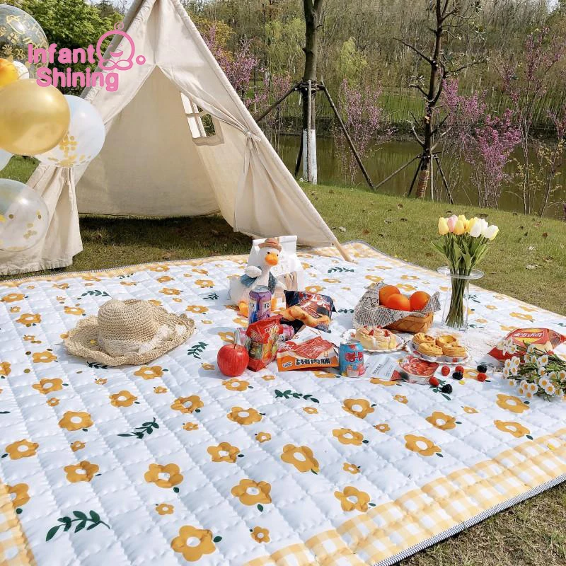 

Infant Shining Baby Play Cute Mat Picnic 190*195CM Cotton Soft Moisture-proof Portable Beach Outing Pad
