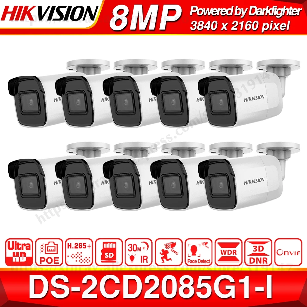 Предпродажа Hikvision Darkfighter DS-2CD2085G1-I 8MP 20fps пуля сети CCTV IP камера H.265+ POE слот для карты SD 10 шт./лот