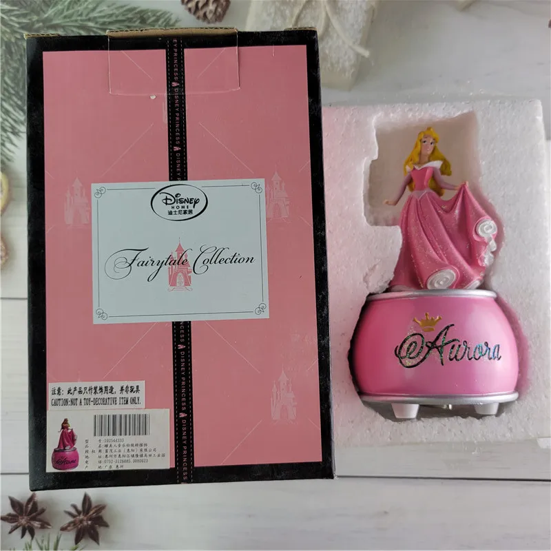 

1PCS 14cm Box Genuine Disney Sleeping Beauty snow crystal ball spinning music resin ornament birthday gift