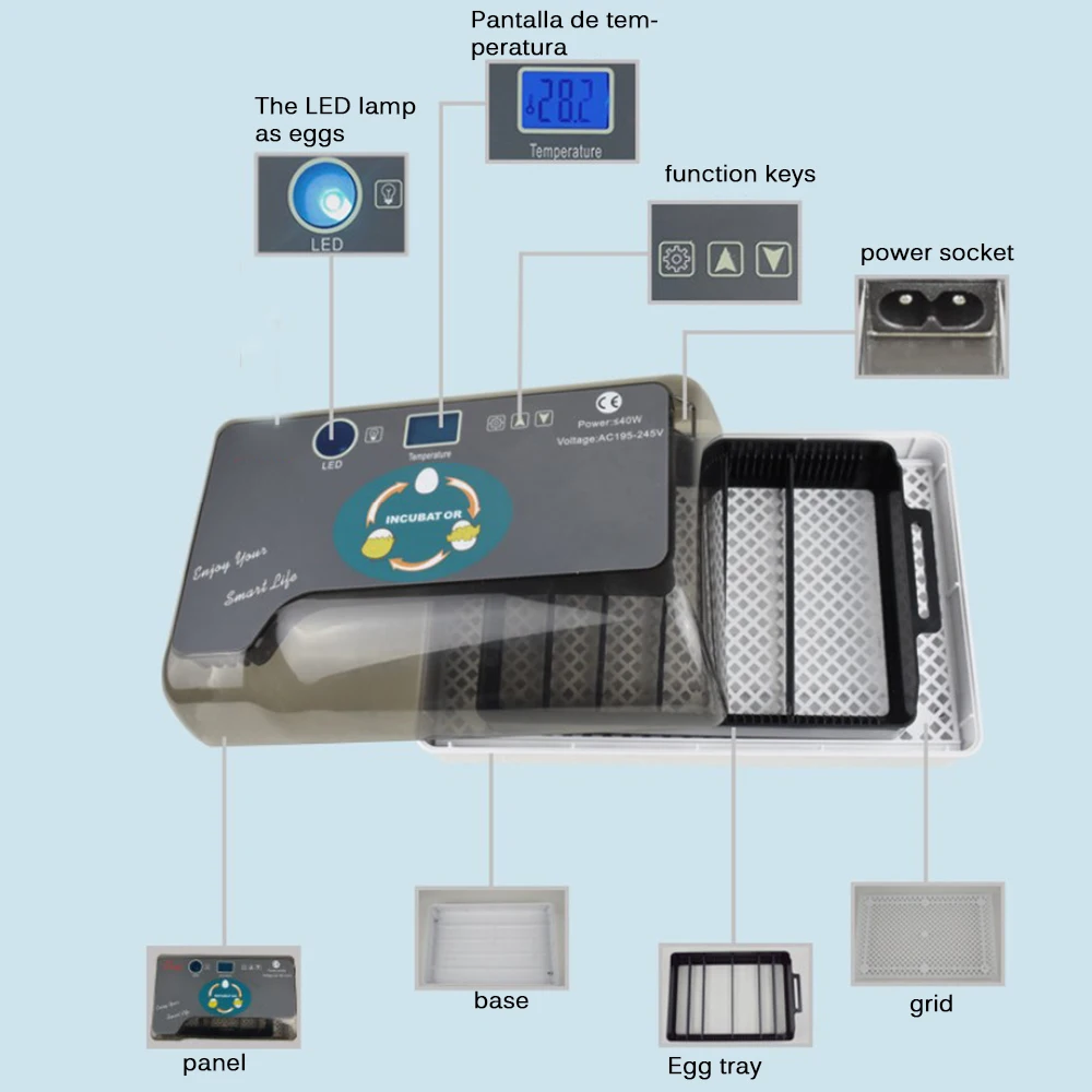 Автоматический светодиодный цифровой инкубатор для яиц токарная машина цыплят
