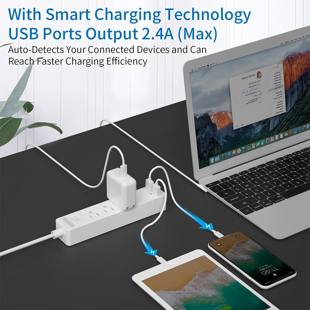 NTON настенная лента питания с удлиненным удлинителем USB 3 выхода 2 порта Настольная