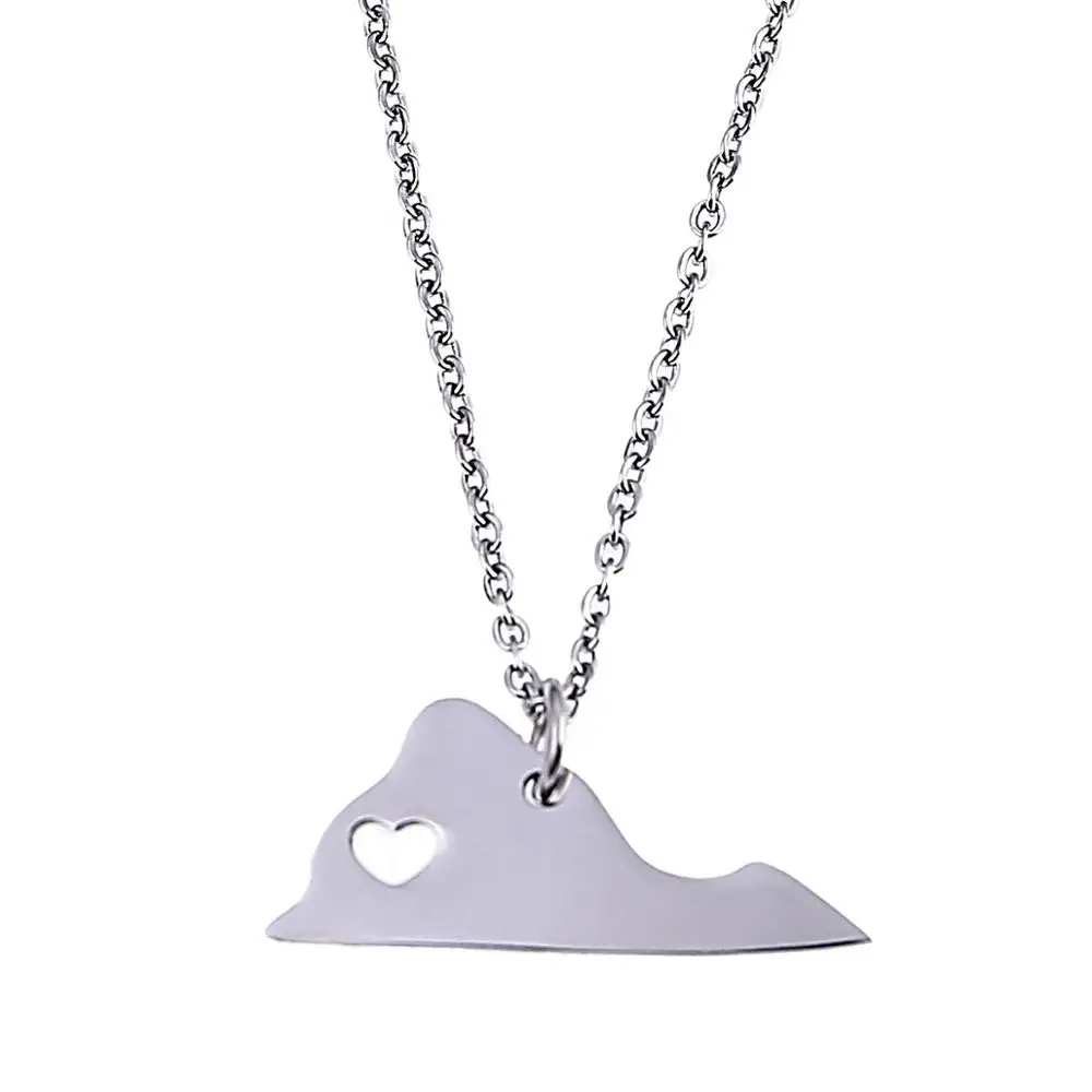 Ожерелье серебряного цвета с подвеской в виде карты Вирджинии из нержавеющей