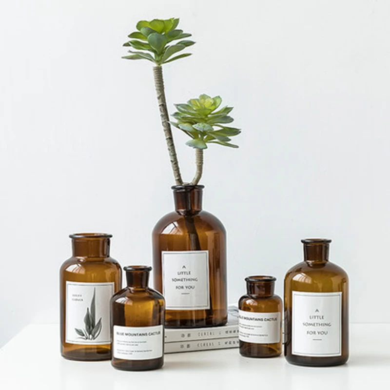 Прозрачная ваза с ярлыком для гостиной украшение дома и сада искусственная