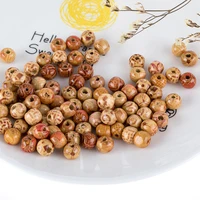 100pcs painted wooden beads spacer round big hole beads for jewelry making fit charm bracelet diy findings 910mm