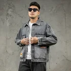 Повседневные джинсы в английском стиле; Новинка 2022 года; Сезон весна-осень; Уличная одежда в стиле хип-хоп; Джинсовая куртка-кардиган; Мужская брендовая одежда; Большие размеры; 7XL