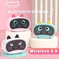 wireless bluetooth 5 0 stereo speaker digital alarm clock fm radio speakers portable with usb charging cat ears speakers