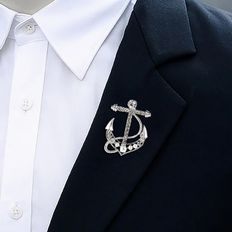 Мужская брошь-якорь с металлическим рулем | Украшения и аксессуары