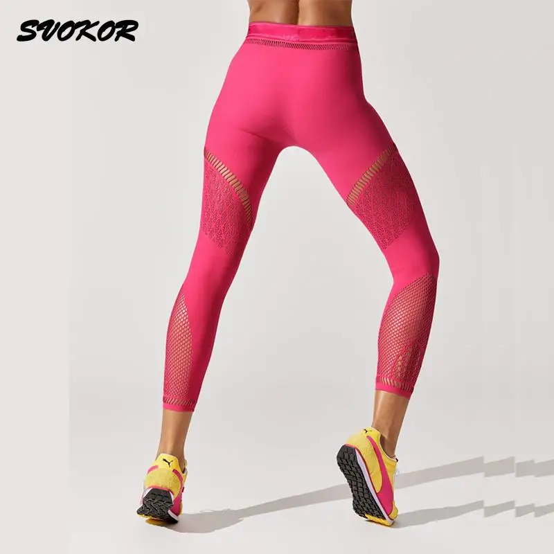 

SVOKOR Hollow Sports Set Breathable Sportswear Stretch Yoga Set Women Running Shockproof Sports Bra Push Up Leggings Tracksuit