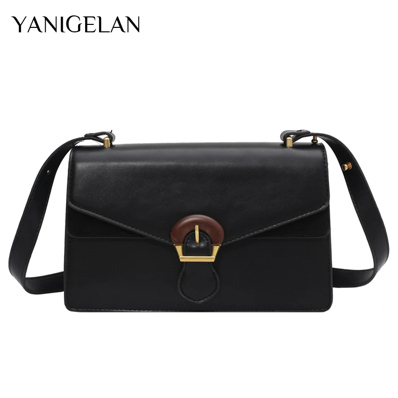 

New Vintage Women Flap Shoulder Bag Casual Small Square Women Bag Leather Elegant Envelop Clutch Purse Crossbody Bags sac a main