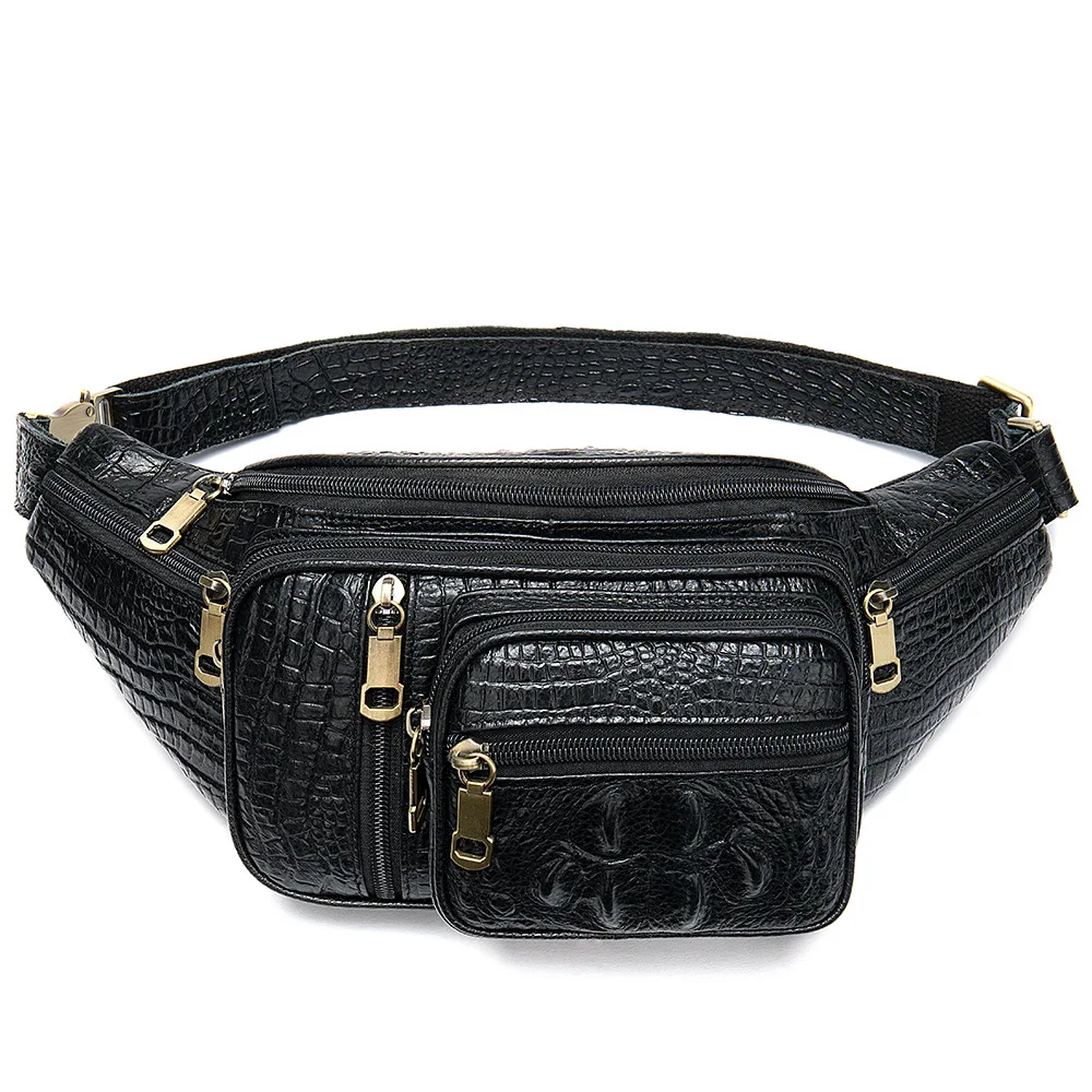 Crocodile black Aimeison поясная сумка из натуральной кожи, поясная сумка, сумка для телефона, сумка для путешествий, поясная сумка для мужчин, маленькая поясная сумка, кожаный чехол - Цвет: Crocodile black