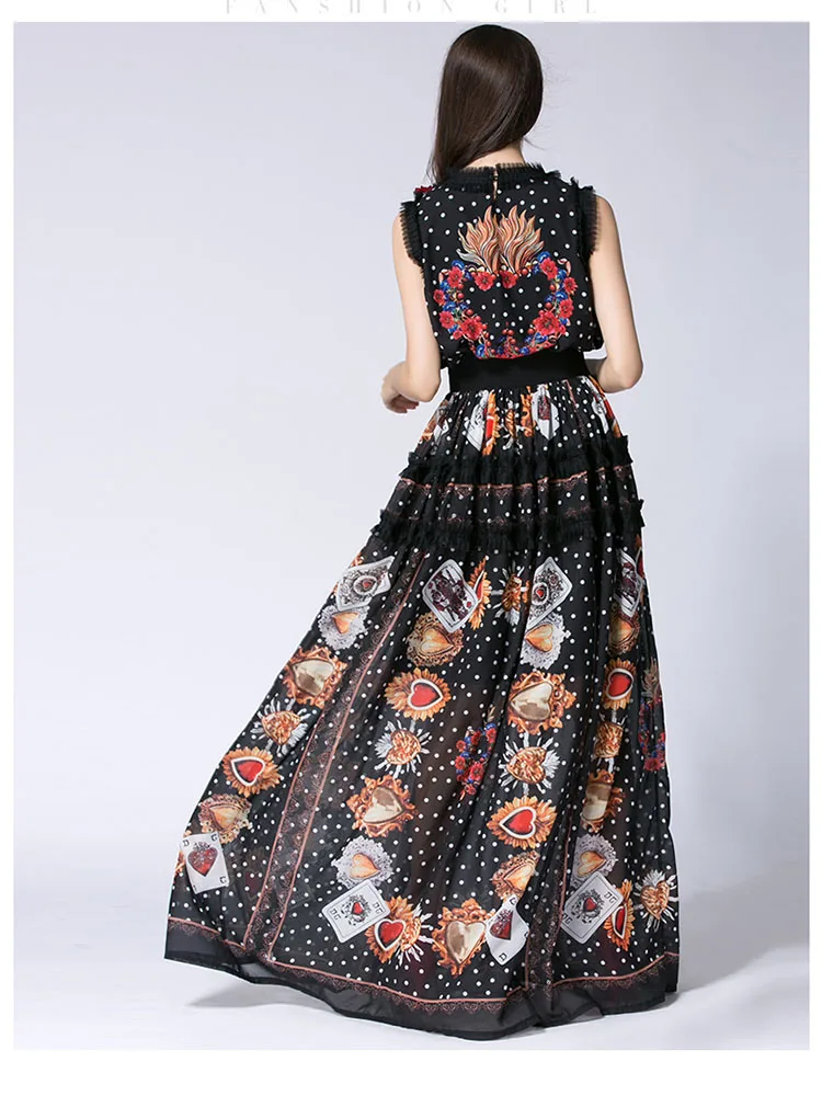 Женское платье с принтом JUNLINNA длинное вечернее без рукавов и круглым вырезом