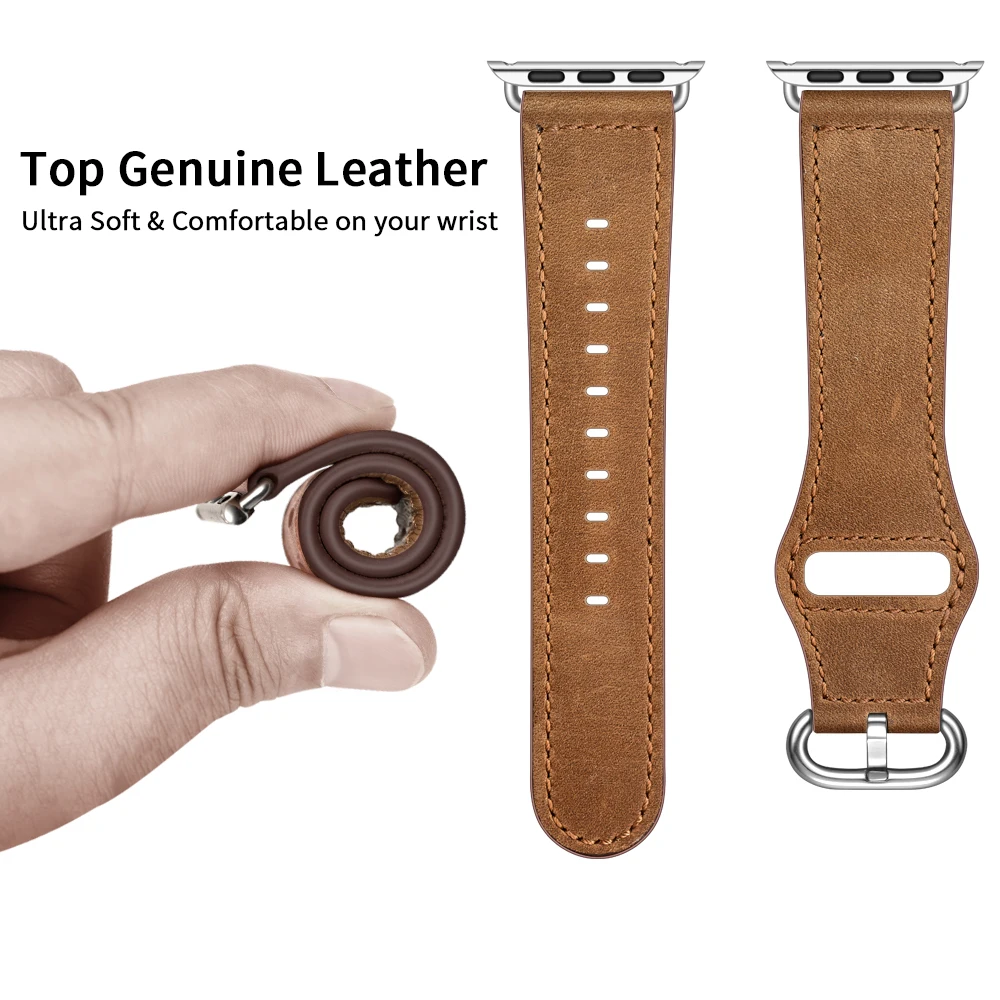 Lether Band for Apple Watch 7 41mm 45mm Strap iwatch series 3 38mm SE 6 5 4 2 1 Bracelet Accessories 40mm Wristband | Наручные часы