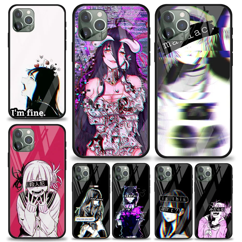 

Sad Anime Aesthetic Senpai for Apple iPhone 12 Pro Max Mini 11 Pro XS Max X XR 6S 6 7 8 Plus Luxury Tempered Glass Phone Case