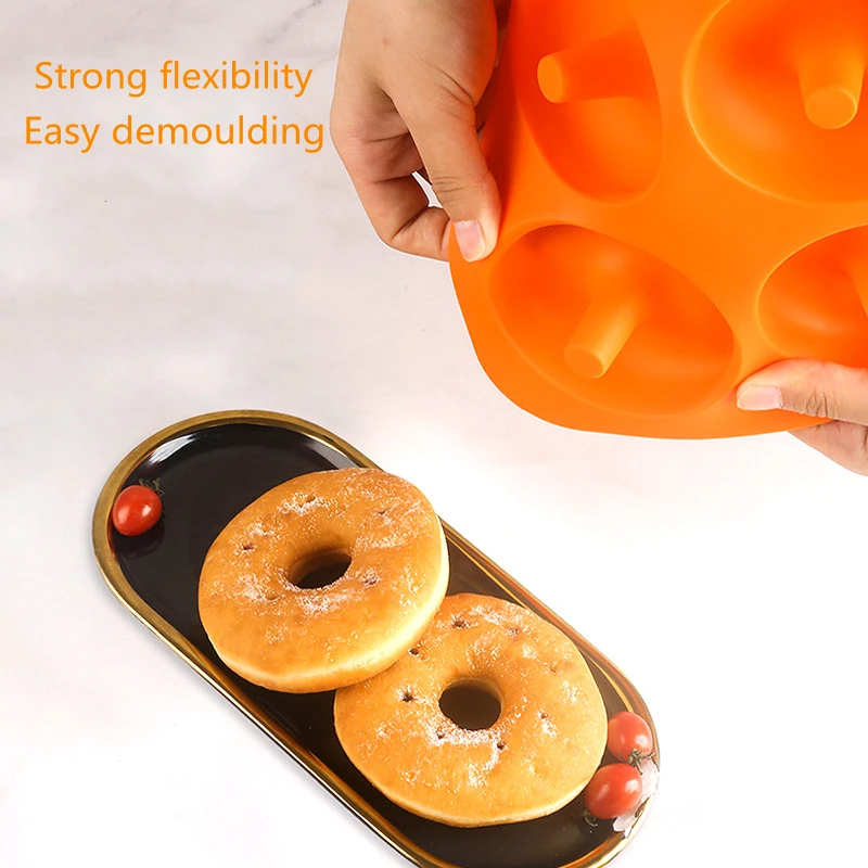6 Cavity Doughnut Mold Round Chocolate Pastry Bread Silicone Reusable DIY Baking Tray Donut Maker Dessert Making Tool | Дом и сад