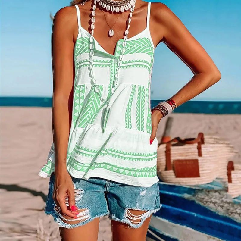 Футболка без рукавов в пляжном стиле с квадратным вырезом размеры до 5XL | Женская