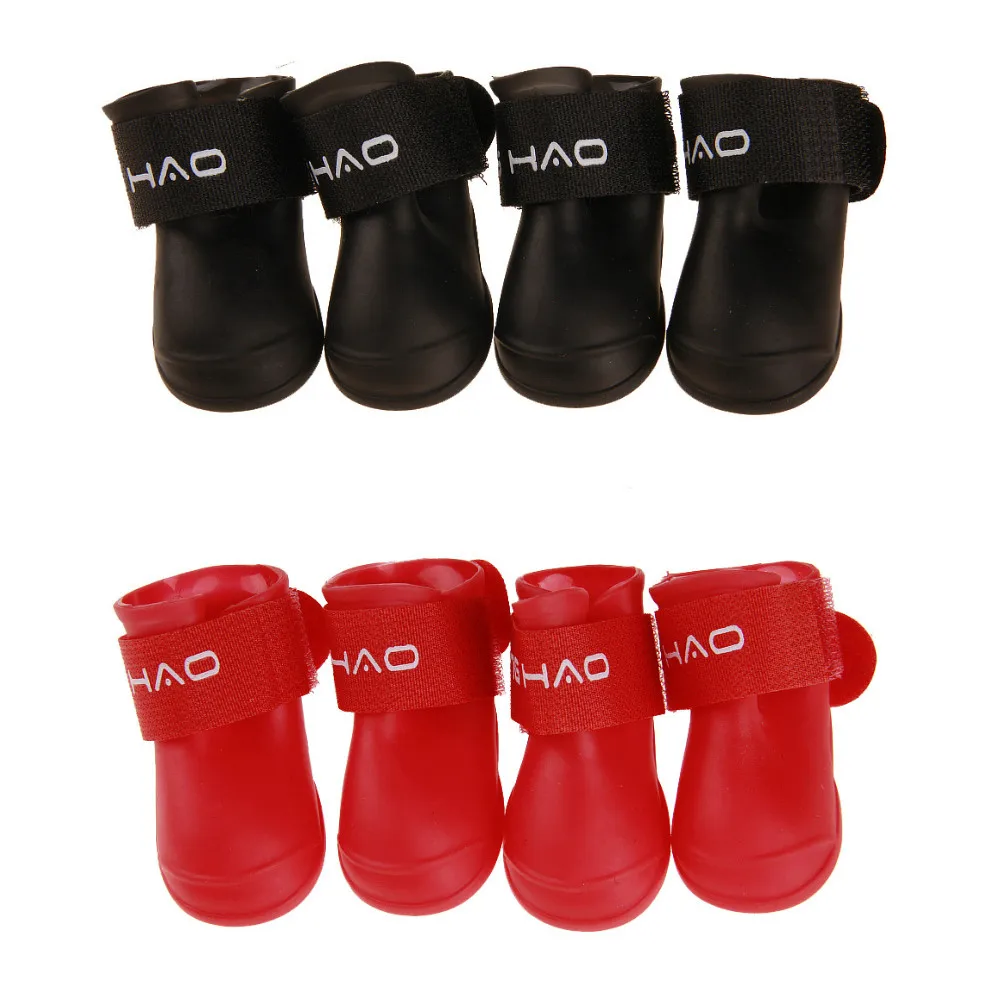 

4Pcs/set Pet Dog Rain Shoes Dog Booties Rubber Portable Anti Slip Waterproof Dog Cat Rain Shoes Autumn and Winter S/M/L