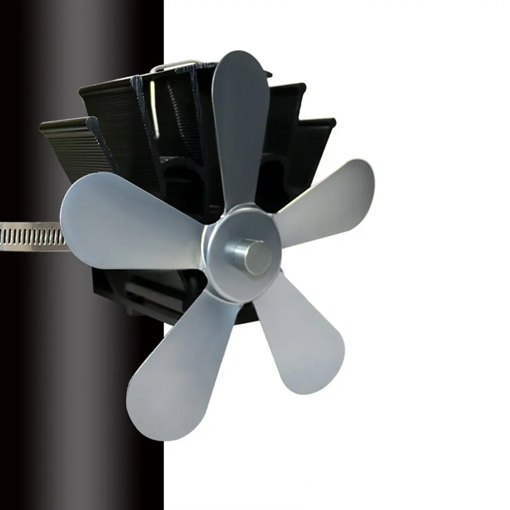 

No Magnet Wall Hanging Fireplace Fan Low Noise 5-blade Thermodynamic Stove Fan For Wood Log Burner Fireplace