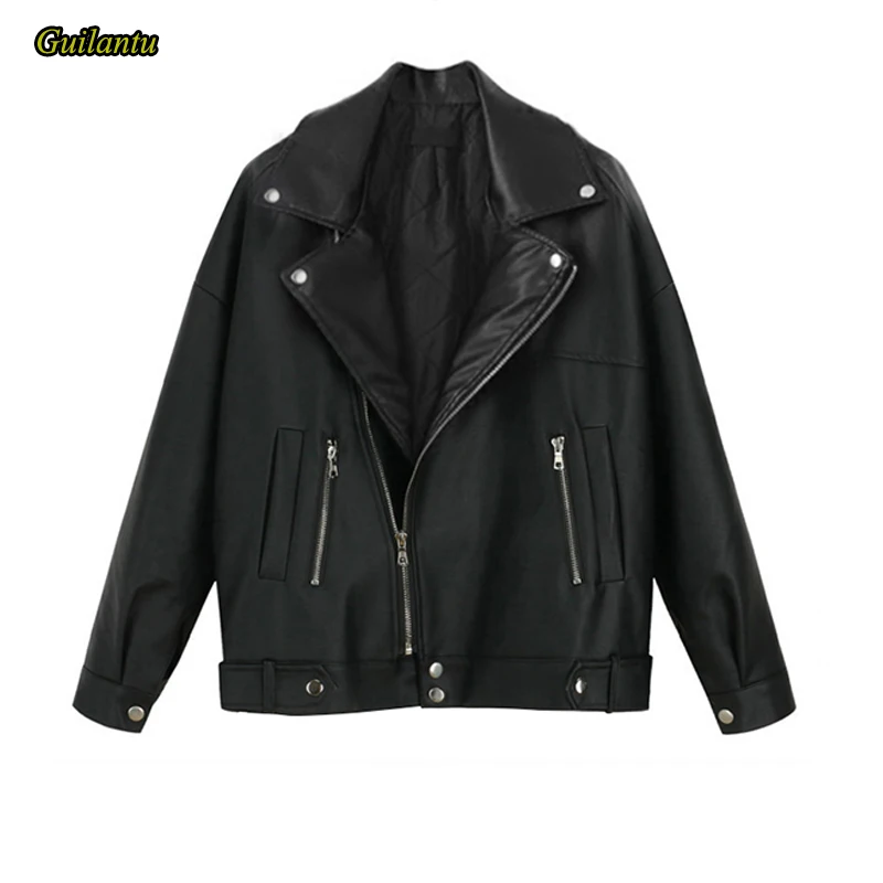 

Женская куртка из искусственной кожи Guilantu, байкерская куртка на молнии с отложным воротником, 2020