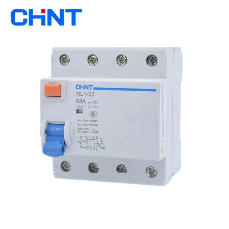 

CHINT NL1-63 1P+N 2P 3P+N 4P 63A 40A 25A 30MA RCCB 50HZ/ electromagnetic leakage Residual current protection CE