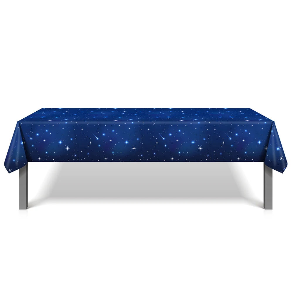 

130*220cm PE Blue Space Astronaut Birthday Party Disposable Tablecloth Tablecover Kids Space Star Baby Shower Party Decorations