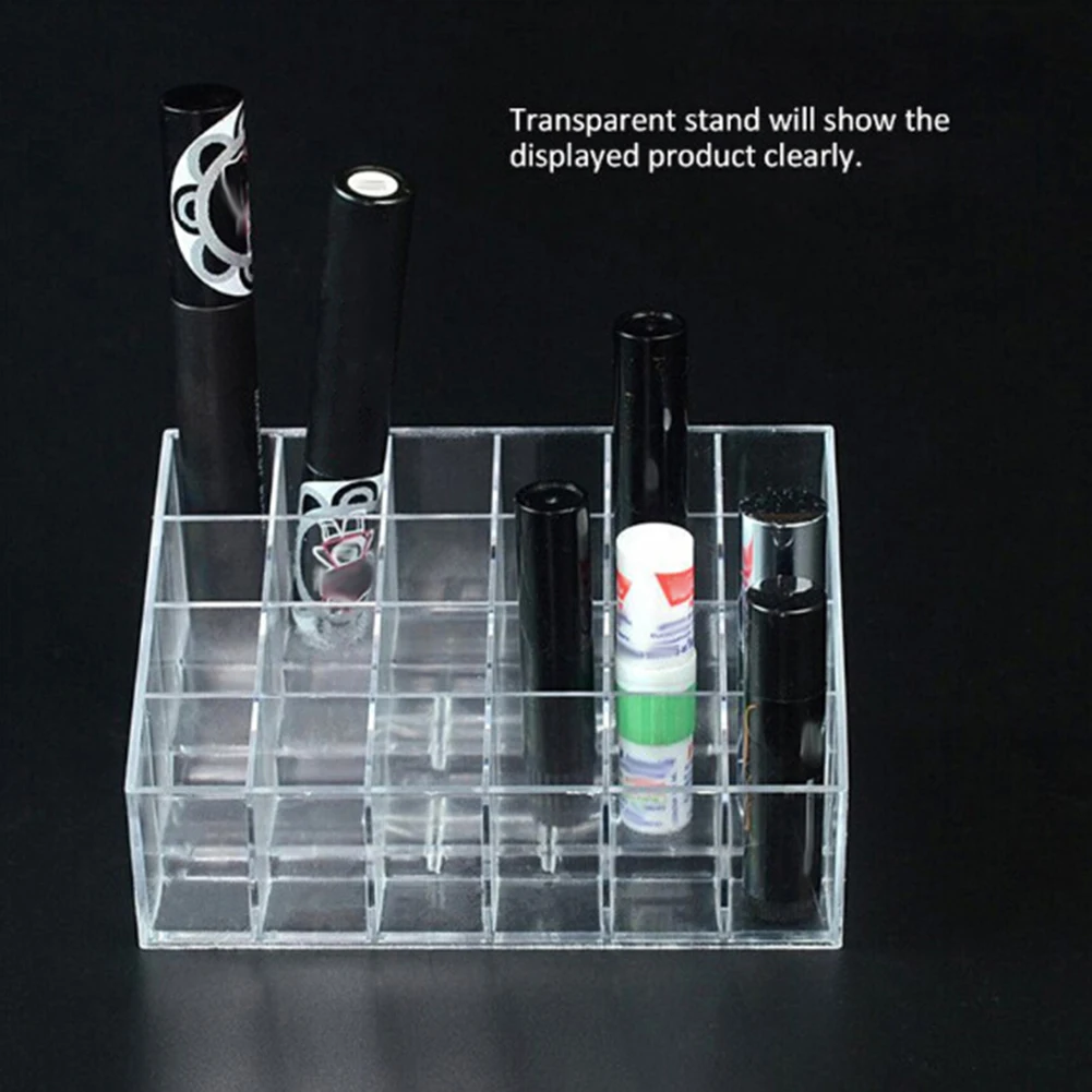 Прозрачный органайзер для ногтей с 24 ячейками хранения лака акриловый