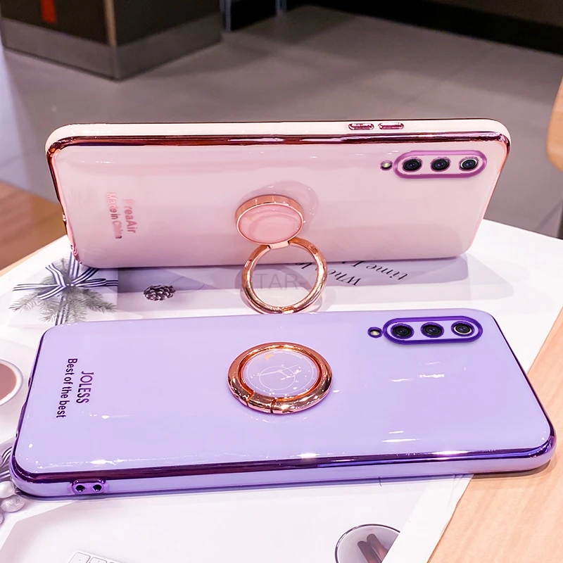 Luxury Plating Mirror Ring Holder Stand Phone Case On For Xiaomi Mi 9 8 10 Lite SE A3 Soft Silicone Back Cover Xiomi Mi9 Mi10 |