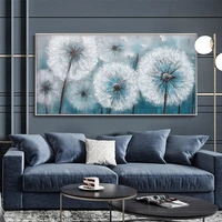 hand painted dandelion oil painting abstract painting cuadros para salon bule white poster wall painting high quality canvas art