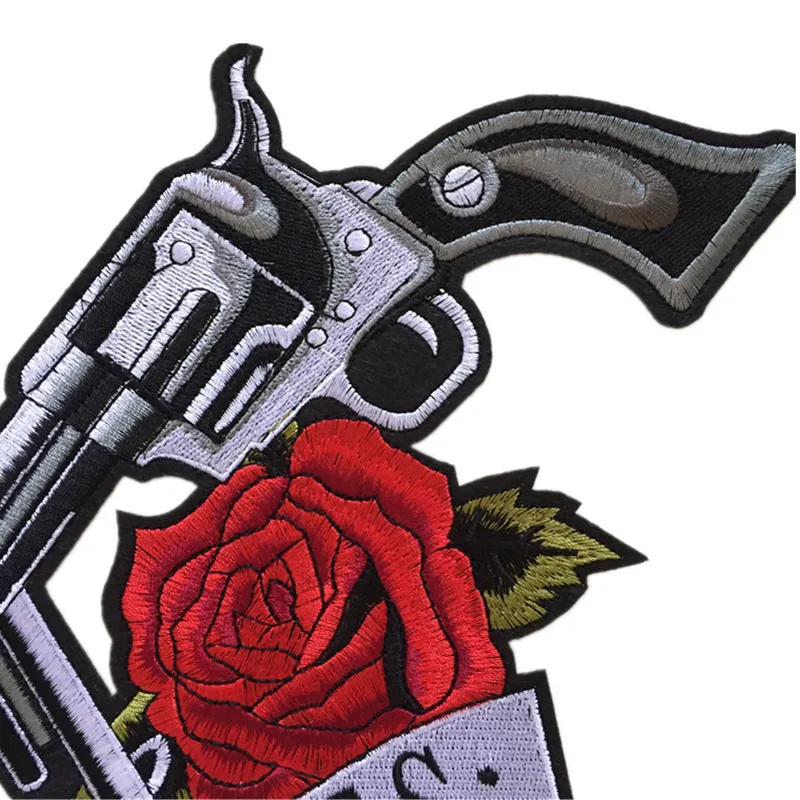Пистолет цветок розы аппликация для одежды вышивка патч ткань наклейка железная