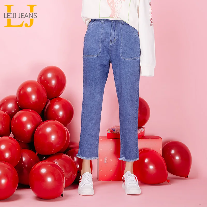 LEIJIJEANS Новое поступление свободные женские штаны-шаровары со средней посадкой с