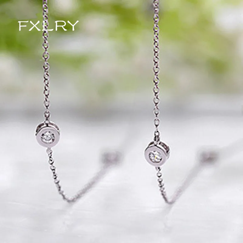 Женское длинное ожерелье FXLRY белое с кулоном из кубического циркония 18 кgp