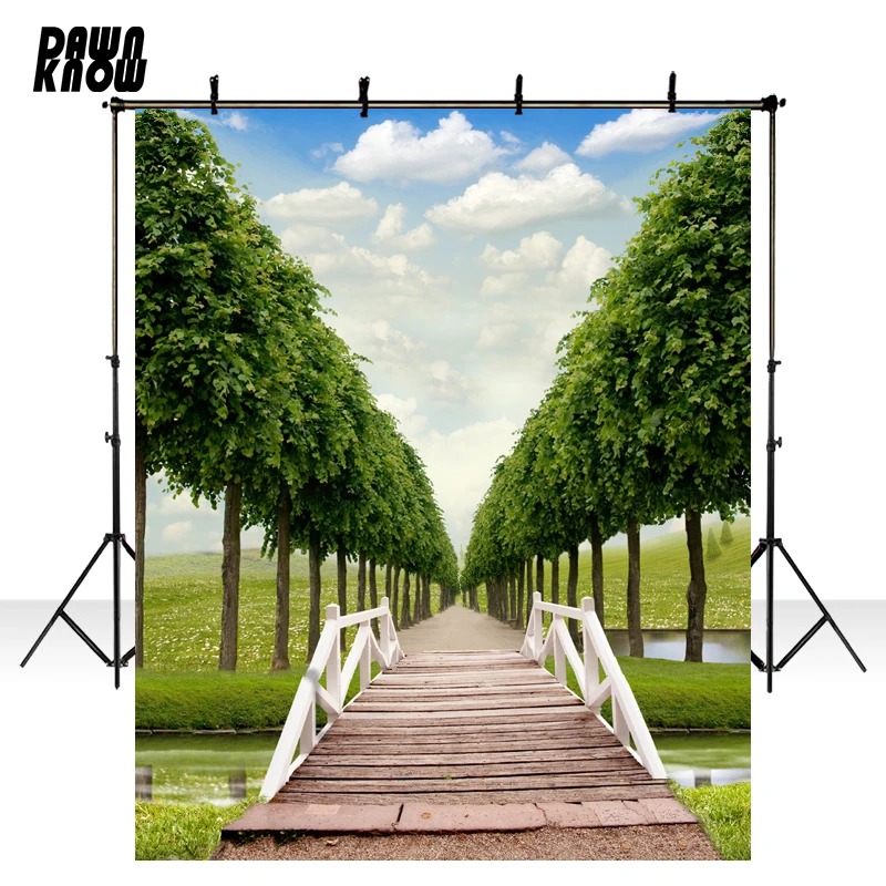 DAWNKNOW Tree Sky Vinyl Photography Background For Newborn Small bridge Photo Shoot Backdrop Wedding Studio F1695 | Электроника