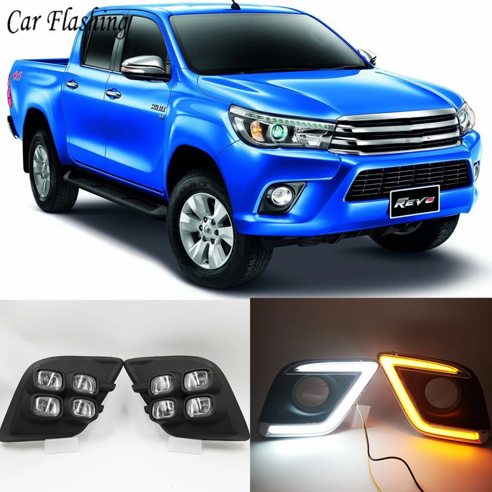 Автомобильный мигающий 2 шт. для Toyota Hilux Revo Vigo 2015 2016 2017 светодиодный DRL дневные