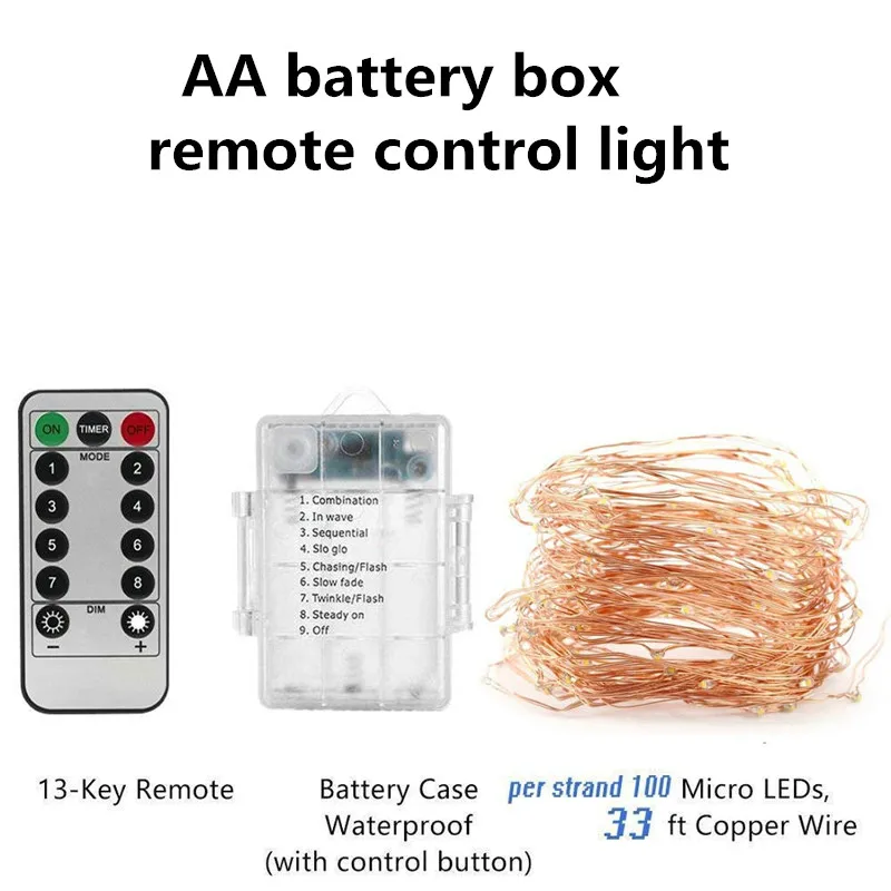 

KeWL Festive outdoor copper string light 10m 20m remote control timing battery USB garden light for party Christmas decoration