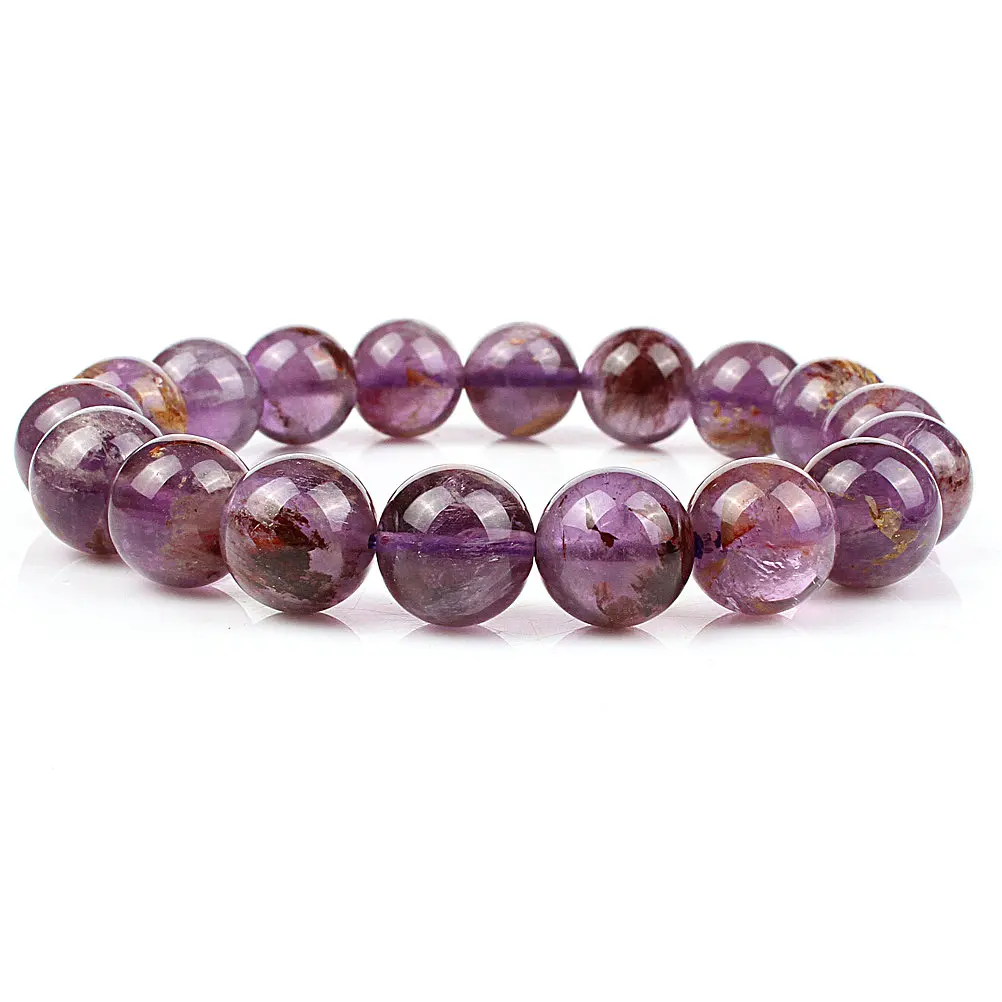 

New Fashion Purple Phantom Bracelet Natural Stone Loose Beads 11 mm For Women Men Best Friend Birthday Holiday Gift