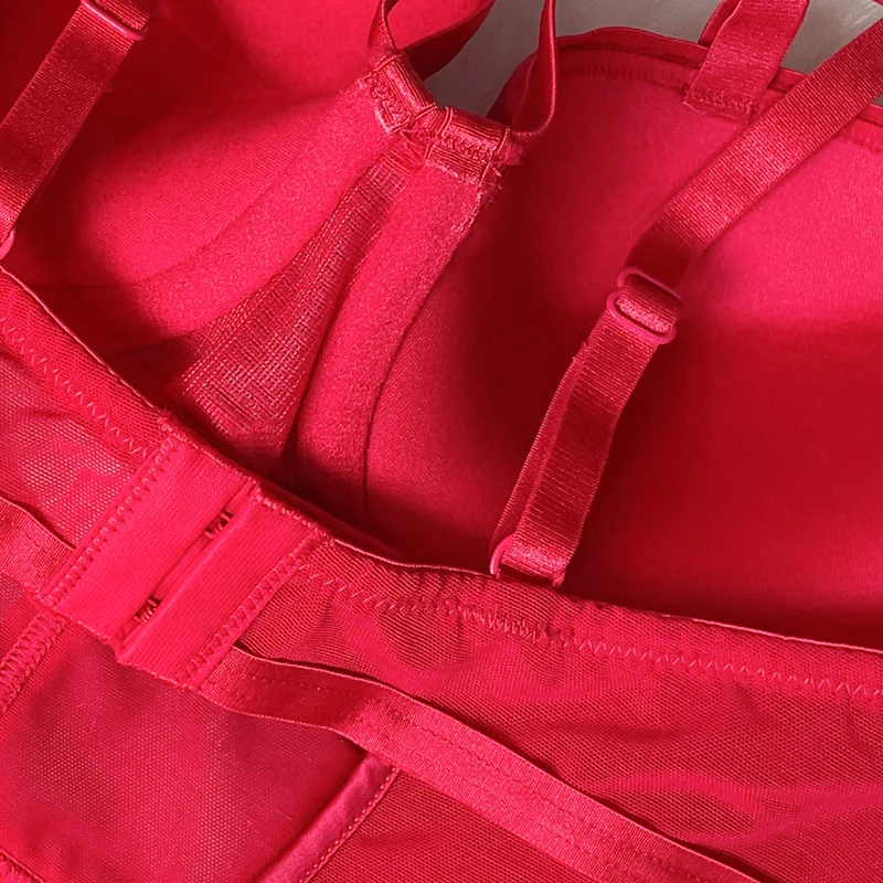 Sexy Lingerie Strappy Bodysuit Molded Cup Straps Decoration Gather Brassiere One-piece Sensual Lingerie Sexi Lingeri Woman