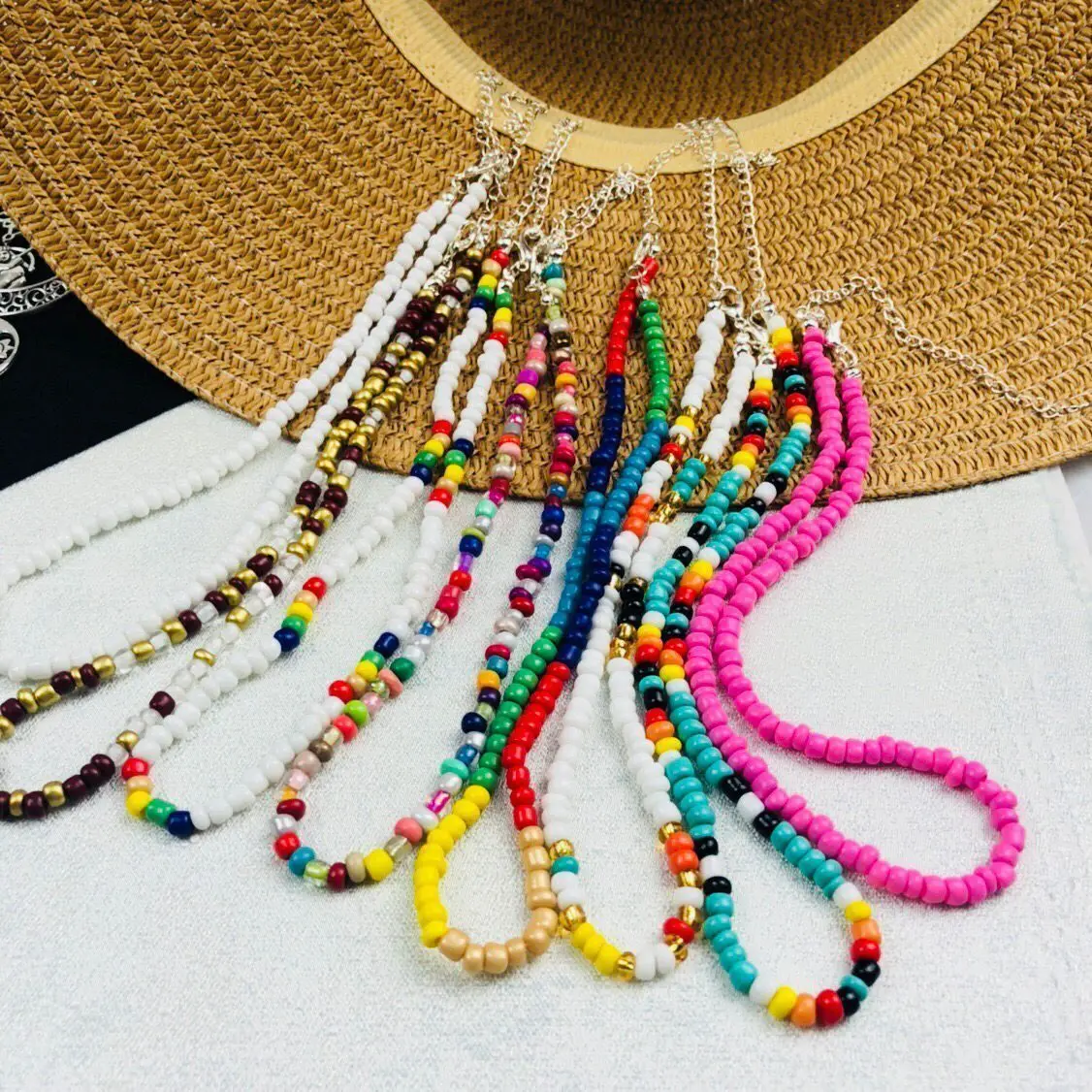 Boho красочные маленькие бусы колье для женщин Простой Бисероплетение Цветок ожерелье ручной работы воротник ювелирные изделия колье Femme