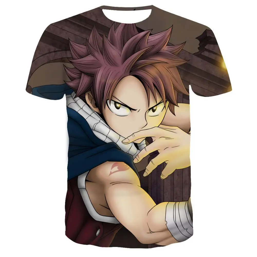 Новинка футболка с 3D принтом из аниме Фея хвост Natsu Dragneel Polera коротким рукавом