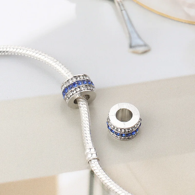 Fixed buckle &amp safety chain 2020 blue Positioning crystal charms bead jewelry diy pendant bangle fit pandora bracelet | Украшения и