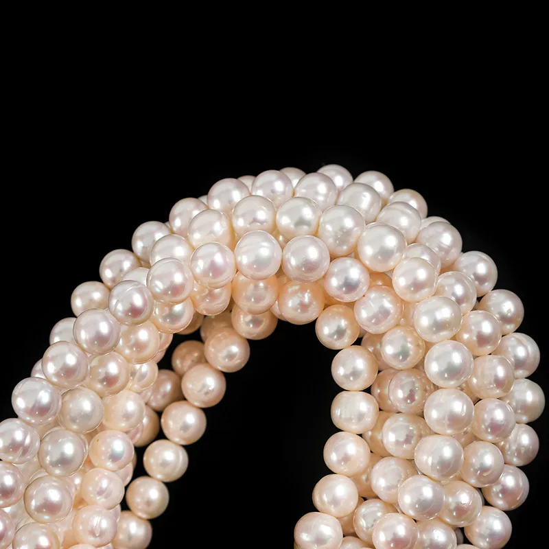 

Freshwater Pearl Necklaces Round Shape with Size 9-10 Perfect Luster Loose Pearl Strands DIY Fine Jewelry