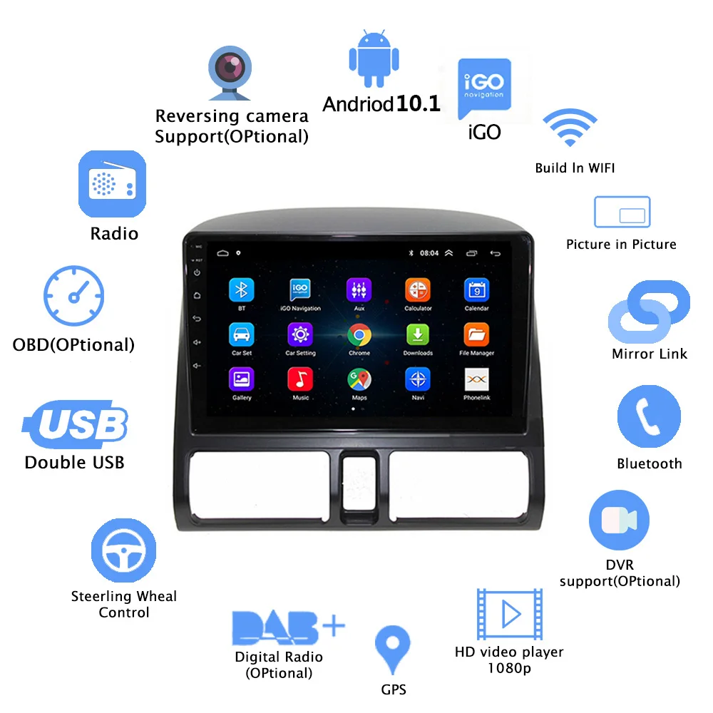 Автомагнитола 2 Din Android для Honda CRV CR-V 2001-2006 автомобильное радио мультимедийный